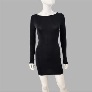Free People Black Call Me Later Long‎ Sleeve Mini Dress